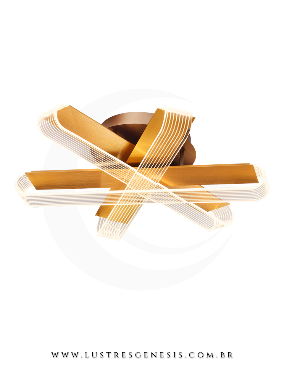 Lustre Plafon LED Moderno Metal Dourado Bivolt DCX01169 Ø40cm 30W 3000K, Sala de Estar, Cozinha, Quartos, Banheiro, Mesa Area Gourmet